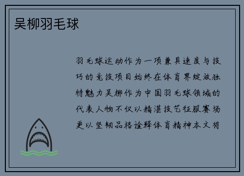 吴柳羽毛球
